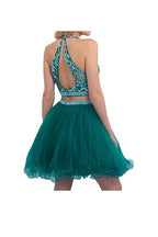 Robe de bal deux pièces en tulle court ornée de perles PG046
