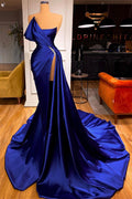 Robe de bal sirène bleu roi unique avec fente, en solde, longue
