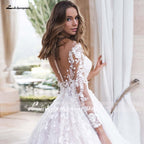 Baoleely V-Neck A Line Lace Wedding Dresses