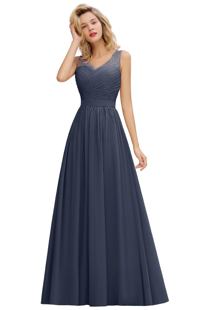 Robe de demoiselle d'honneur trapèze en mousseline à volants et col en V, sans manches, à imprimé floral, robe de soirée fluide