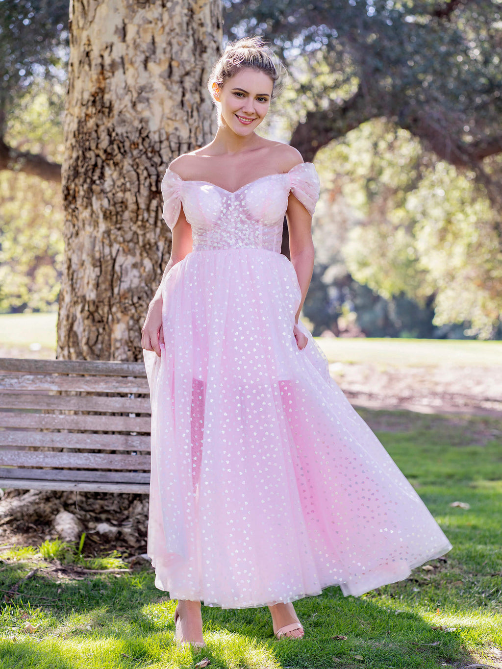 Robe de bal longue en tulle à col Sweetheat