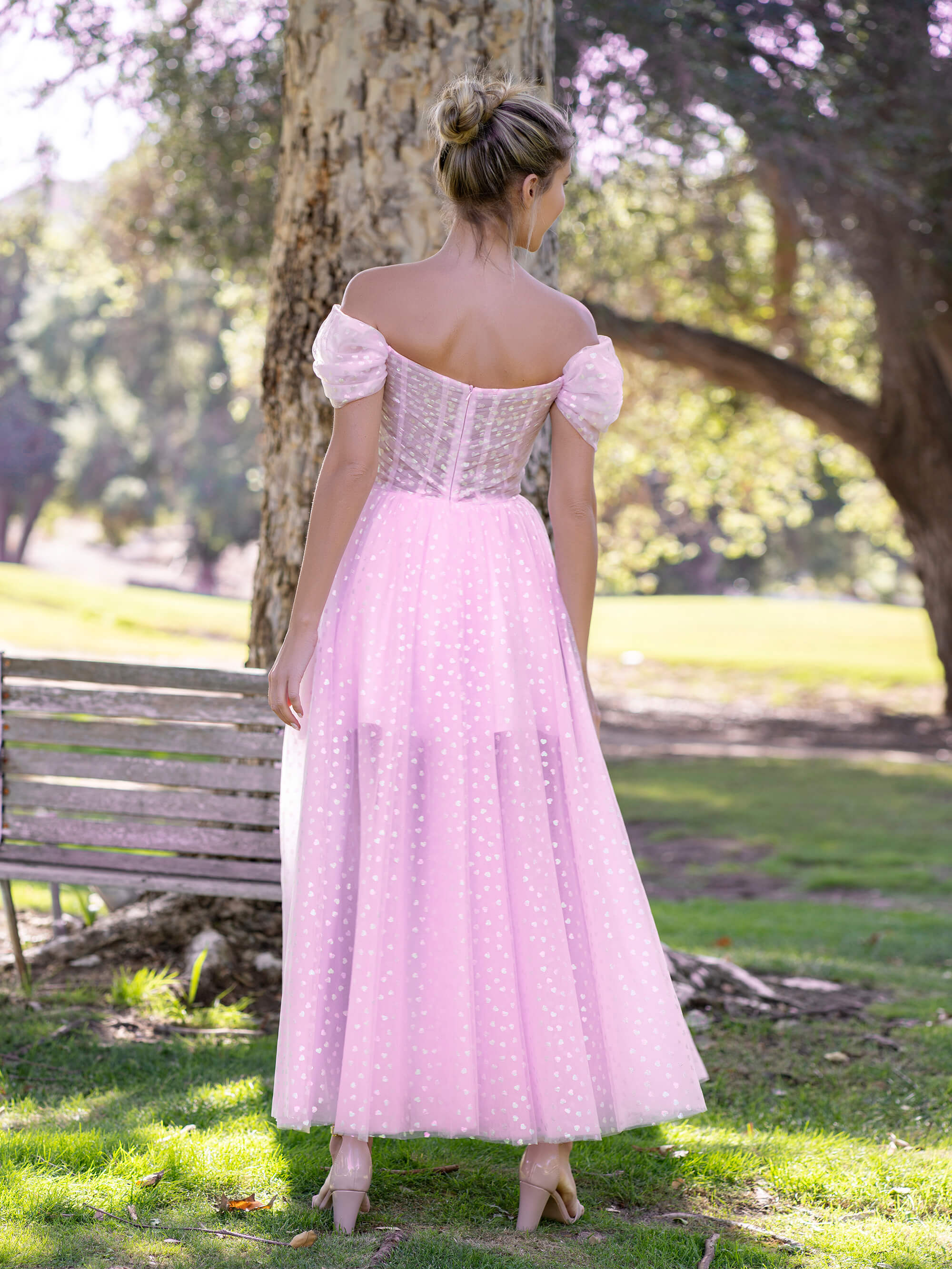 Robe de bal longue en tulle à col Sweetheat