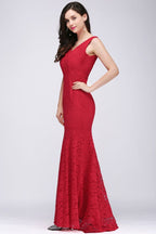 Robe de bal sirène en dentelle longue à col en V