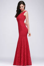 Robe de bal sirène en dentelle longue à col en V