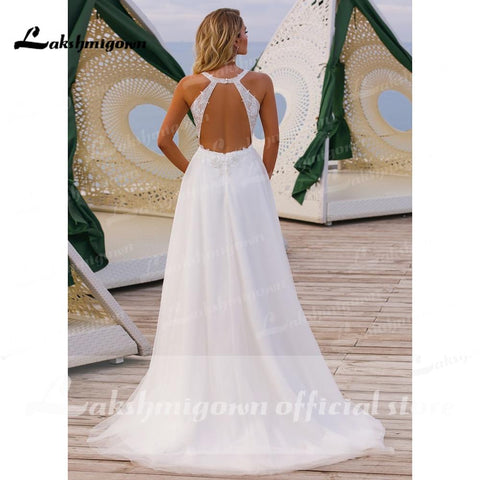 Baoleely V Neck Off The Shoulder Lace Tulle Backless Wedding Dresses