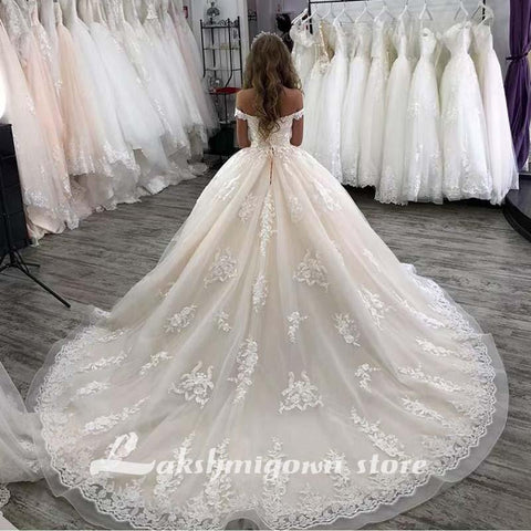 Baoleely V-Neck Off the shoulders Floor-Length Ball gown Wedding Dresses