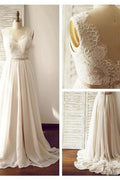 Robe de mariée sans manches à col en V et dos nu avec ceinture en dentelle PG200