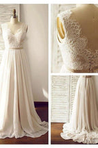Robe de mariée sans manches à col en V et dos nu avec ceinture en dentelle PG200