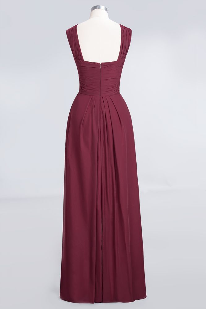 Robe de demoiselle d'honneur longue sans manches à bretelles et col en V, ornée de volants
