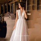 Baoleely V Neck Wedding Dresses A Line Cap Sleeve