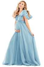 Vestidos de maternidad con mangas abullonadas para baby shower Vestido de maternidad de gasa