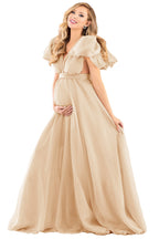 Vestidos de maternidad con mangas abullonadas para baby shower Vestido de maternidad de gasa