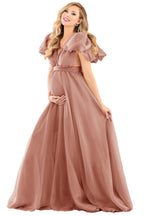 Vestidos de maternidad con mangas abullonadas para baby shower Vestido de maternidad de gasa