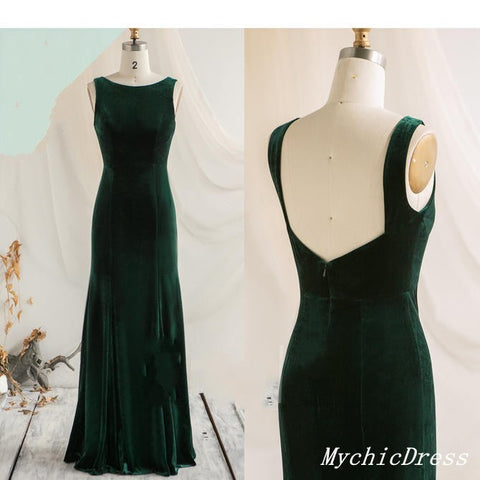 Vestidos de dama de honor Baoleely Winter de terciopelo verde esmeralda, Canadá, con cuello en V y sin mangas