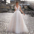 Baoleely vestido de novia Summer Beach A-Line Princess Wedding Dresses boho chic lace V-neckline White Bridal Gown Abito da sposa