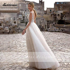 Baoleely vestido de novia Summer Beach A-Line Princess Wedding Dresses boho chic lace V-neckline White Bridal Gown Abito da sposa