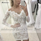 Baoleely Vintage 2 Pieces Wedding Dress Lace Bodice Backless