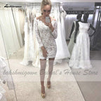 Baoleely Vintage 2 Pieces Wedding Dress Lace Bodice Backless