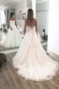 Vintage Backless Sweetheart Sleeveless Chapel A-Line Wedding Dresses