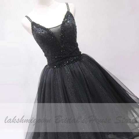Baoleely Vintage Black Short Birdal Beaded Sexy Ball Gown Wedding Dress