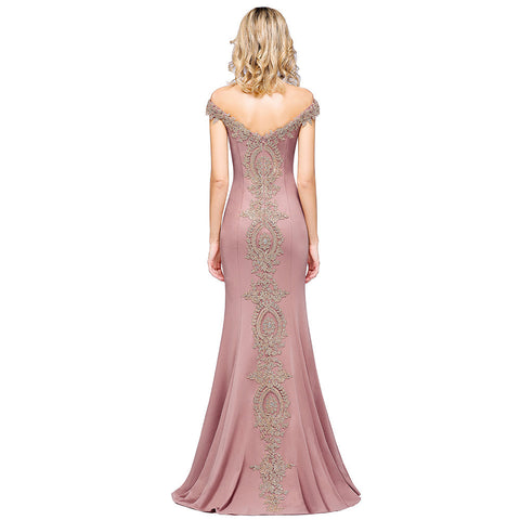 Vestido de fiesta vintage de satén sin mangas con hombros descubiertos y corte columna