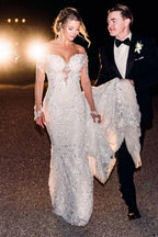 Robes de mariée sirène vintage en dentelle à manches longues 
