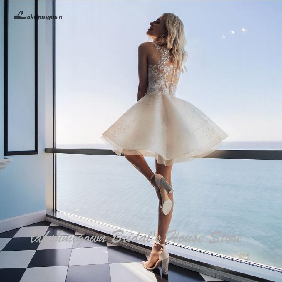 Baoleely Vintage Lace Short Sexy Bridal Gown Beach Wedding Dresses Sleeveless