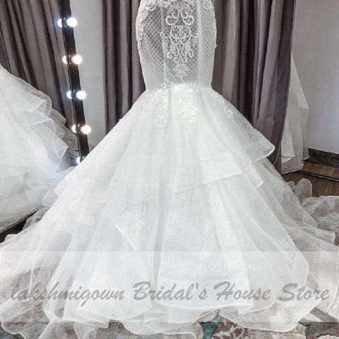 Baoleely Vintage Lace Two Piece Wedding Dress Detachable Skirt