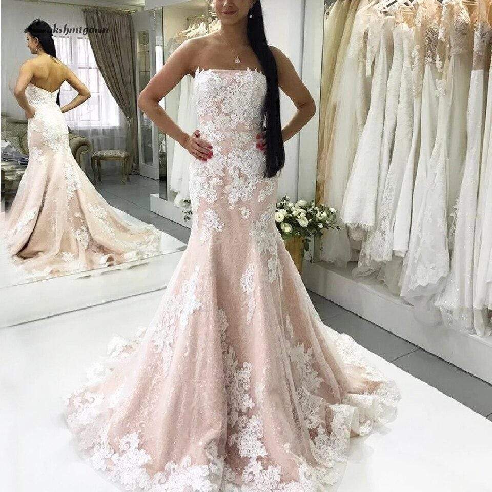 Baoleely Vintage Lace Wedding Dress Mermaid Style Off Shoulder