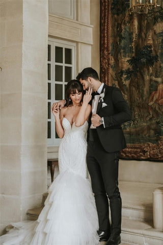 Vestidos de novia vintage de sirena sin mangas con encaje