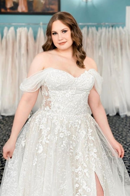 Vestidos de novia vintage de encaje, sin mangas, corte en A y con hombros descubiertos