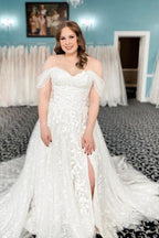 Vestidos de novia vintage de encaje, sin mangas, corte en A y con hombros descubiertos