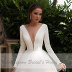 Baoleely Vintage Ruffles Wedding Dress Long Sleeve