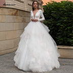Baoleely Vintage Ruffles Wedding Dress Long Sleeve