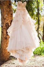 Robe de mariée vintage en tulle fleuri, bustier cœur, sans bretelles, WD132