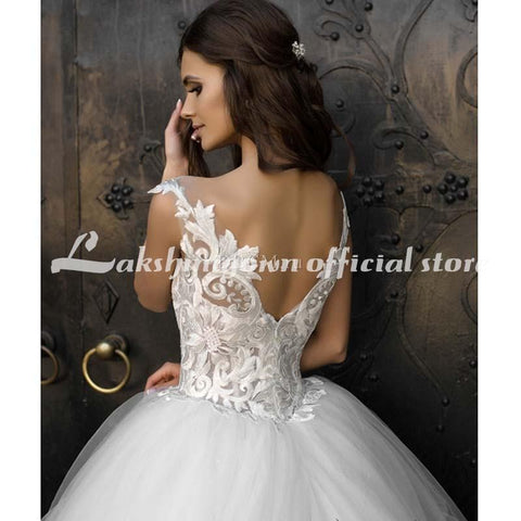 Baoleely Vintage Turkey Plus Size Lace Ball Gown Wedding Dress