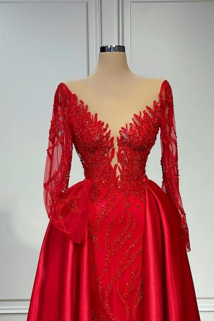 Vestido de noche vintage de fiesta, corte en A, manga larga, encaje, escote en V, estilo vintage