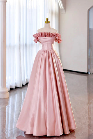 Strapless Satin Long Prom Dress, A-Line Evening Party Dress