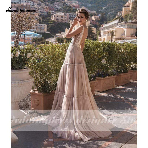 Robe de mariée Baoleely col en V style country en tulle et plage