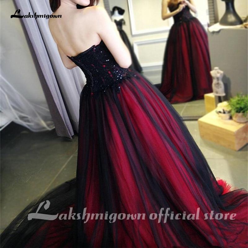 Baoleely wedding dress black and red Sweetheart Beading Lace Up