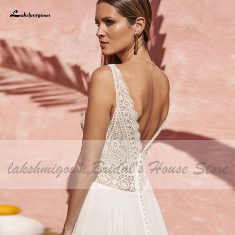 Robe de mariée Baoleely pour femme, tenue d'été sexy à col en V et dentelle