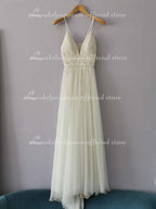 Baoleely Wedding Dress Lace V Neck Champagne Wedding Gown Dress Princess