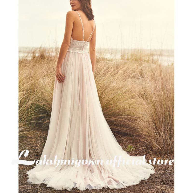 Baoleely Wedding Dress Lace V Neck Champagne Wedding Gown Dress Princess