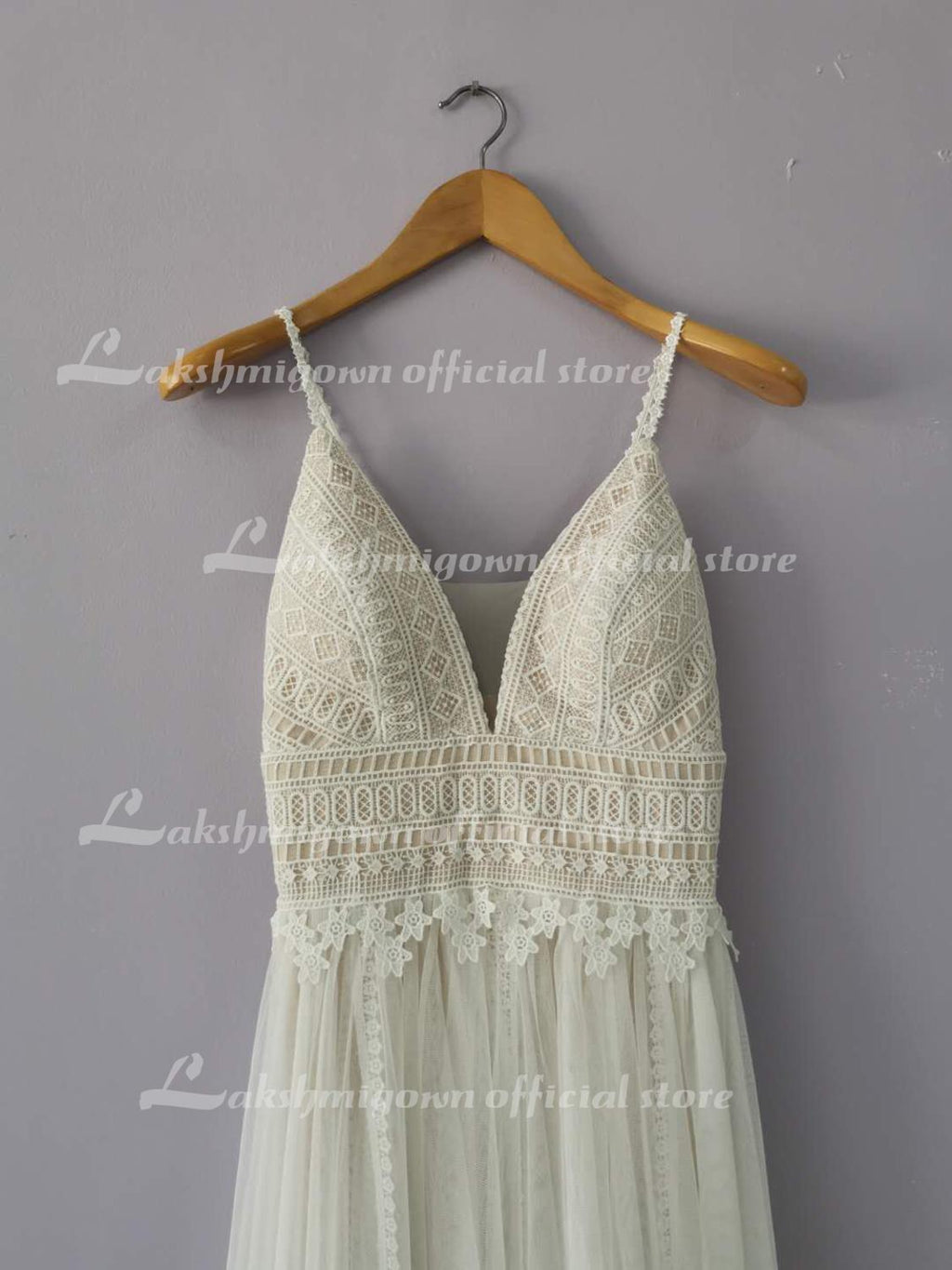 Baoleely Wedding Dress Lace V Neck Champagne Wedding Gown Dress Princess