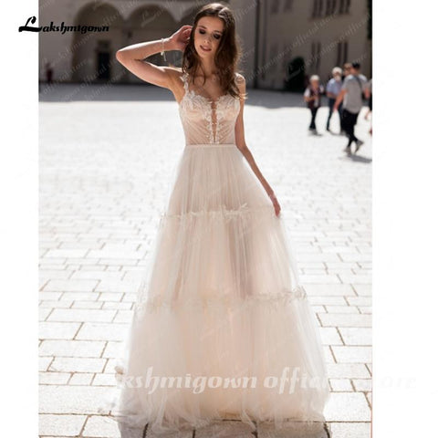 Baoleely Wedding Dress Off Shoulder Beach Simple Floor Length