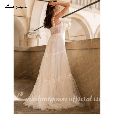 Baoleely Wedding Dress Off Shoulder Beach Simple Floor Length