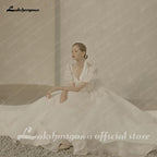 Baoleely Wedding Dress Puffy Short Sleeve Bride Dress Beach Princess