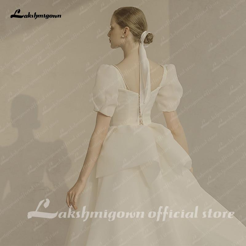 Baoleely Wedding Dress Puffy Short Sleeve Bride Dress Beach Princess