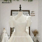Baoleely Wedding Dress Puffy Short Sleeve Bride Dress Beach Princess