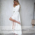 Baoleely Wedding Dress Satin V-Back Sexy High Low Bridal A-line